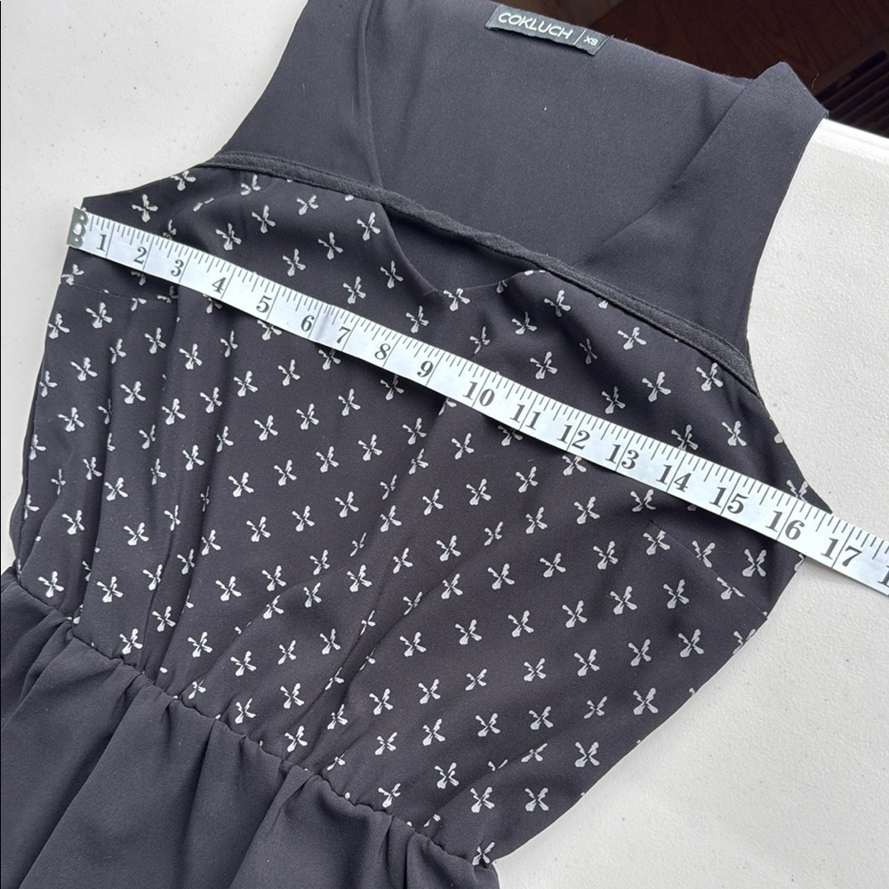 Cokluch Black and White Midi Summer Dress with Pockets - Picture 10 of 15